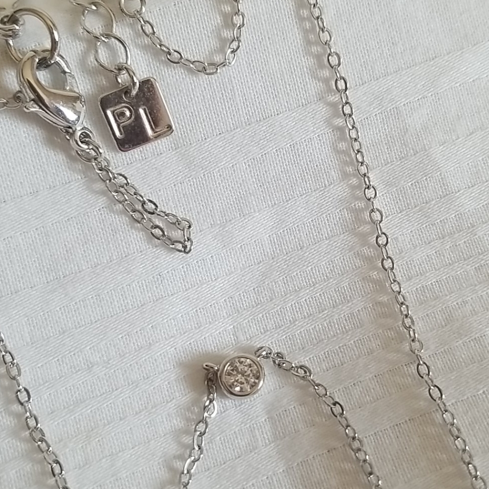 New PL Signed Silver Rhinestone Necklace - Picture 2 of 2